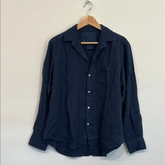 Frank & Eileen Linen Set Eileen Button Down and Pull On Pant in Blue - Medium - Picture 4 of 16